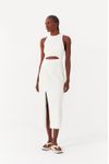 Vestido Linho Longuete Fenda Frente