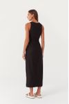 Vestido Linho Longuete Fenda Frente