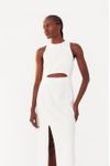 Vestido Linho Longuete Fenda Frente