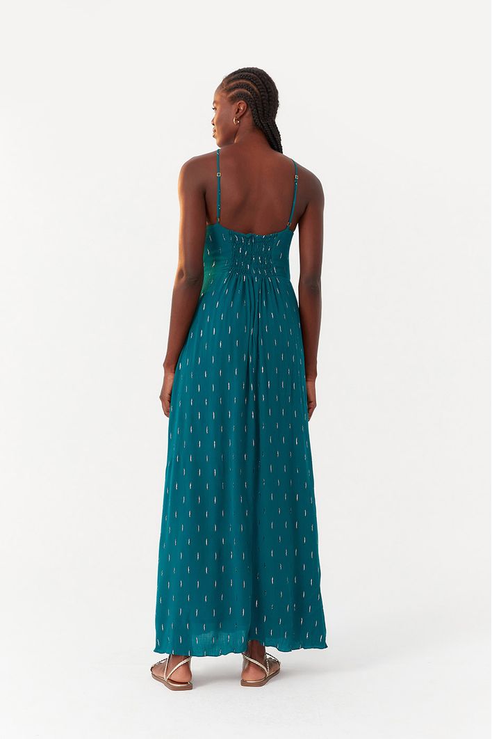 Vestido Longo Lurex Vazado Frente