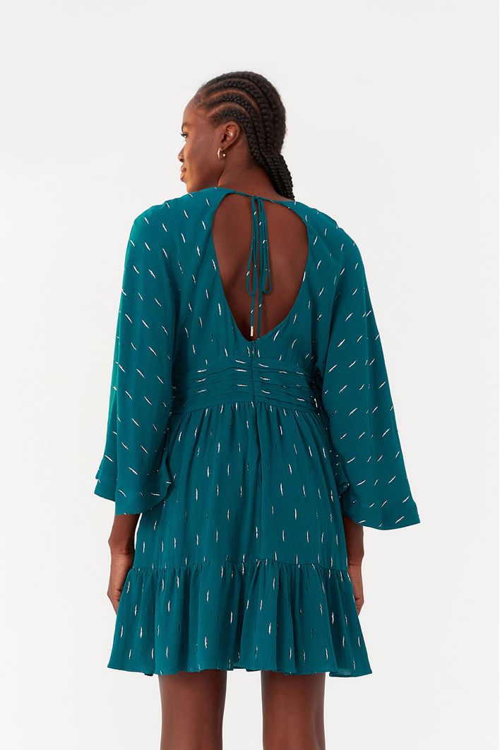 Vestido Curto Lurex Detalhe Metal