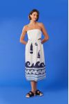 Vestido Midi Pespontos Estampa Maresia