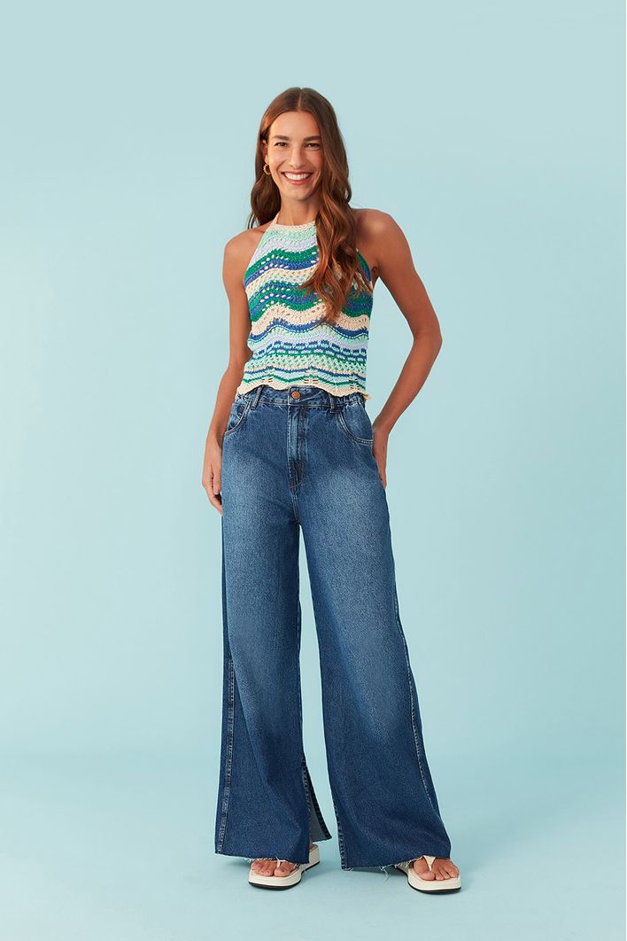 Calça Jeans Reta Fenda