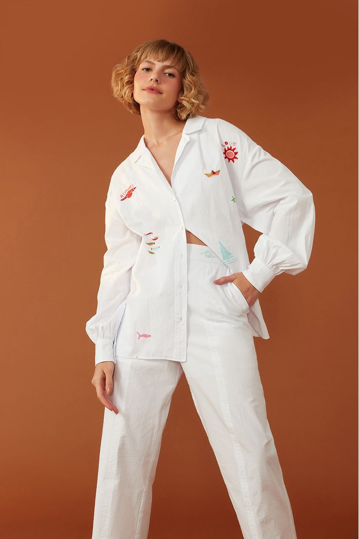 Camisa Bordado Mar Encantado