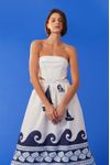 Vestido Midi Pespontos Estampa Maresia