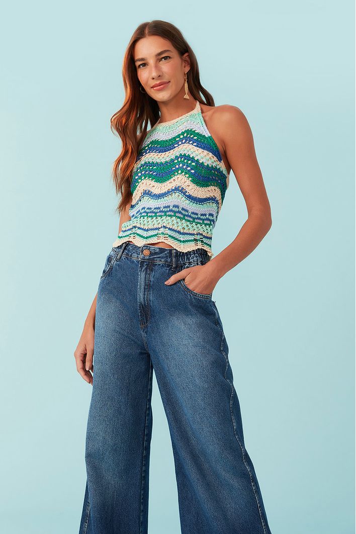 Calça Jeans Reta Fenda