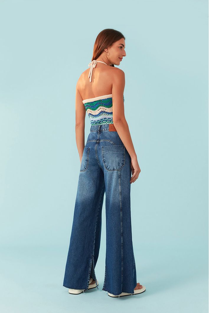 Calça Jeans Reta Fenda