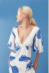 Vestido Cropped Linho Estampa Cardume