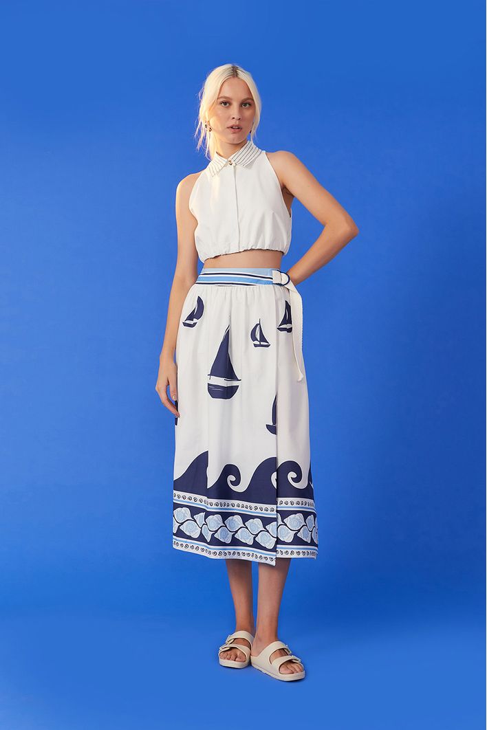 Blusa Pespontos Estampa Maresia