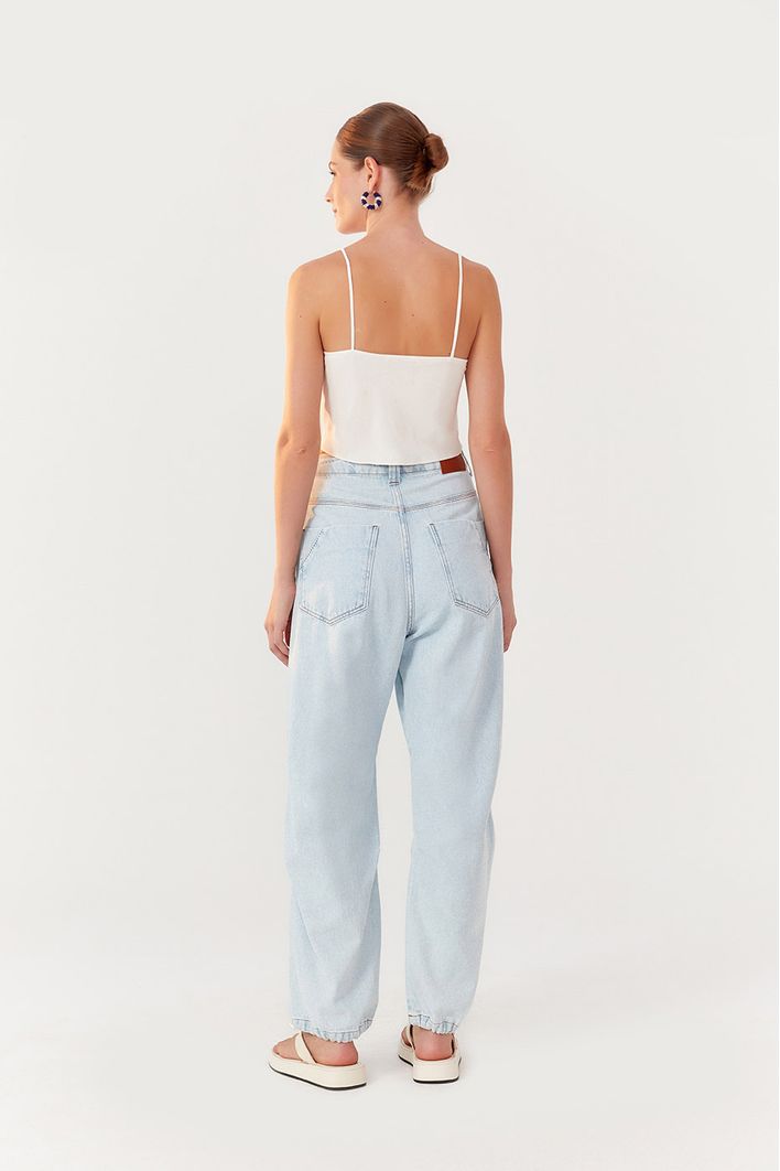 Calça Jeans Ballon Pregas