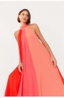 Vestido Crepe Tricolor