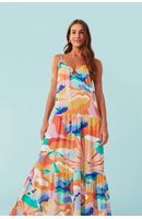 Vestido Longo Lurex Estampa Paradiso