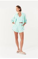 Short Linho Estampa Marítima Verde