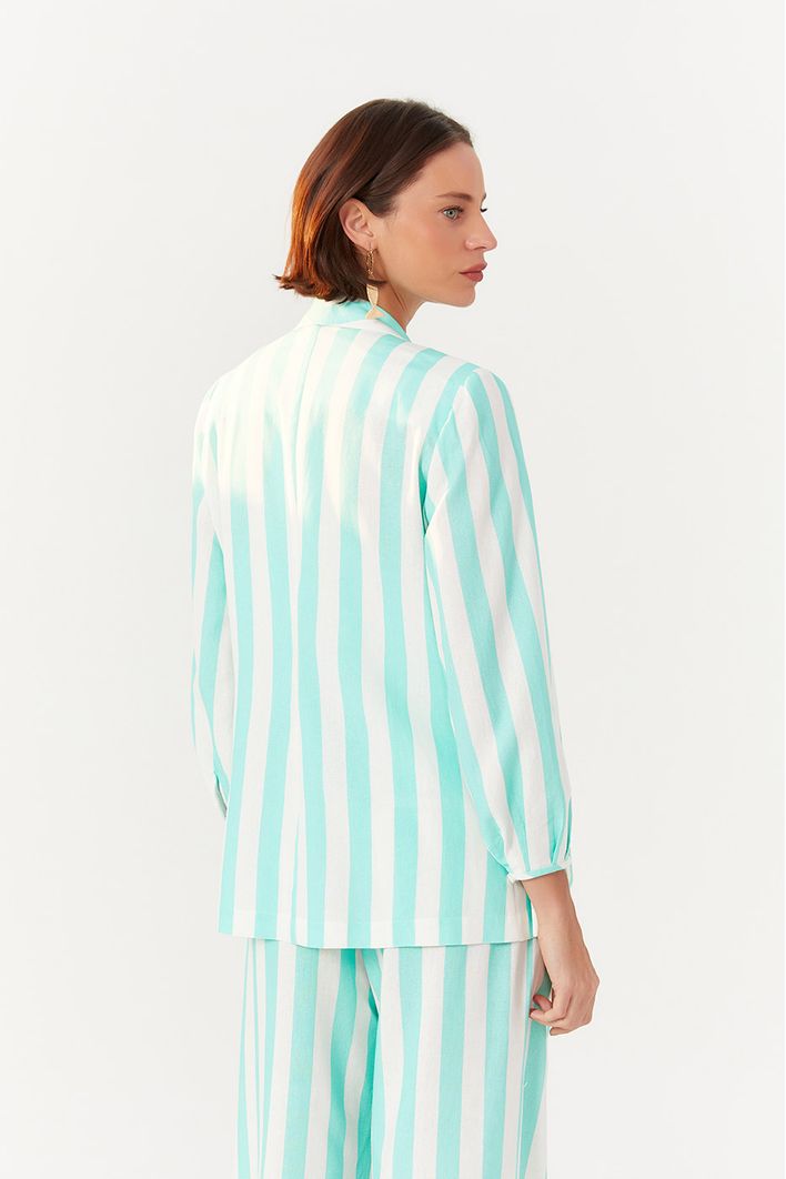 Blazer Linho Estampa Marítima Verde