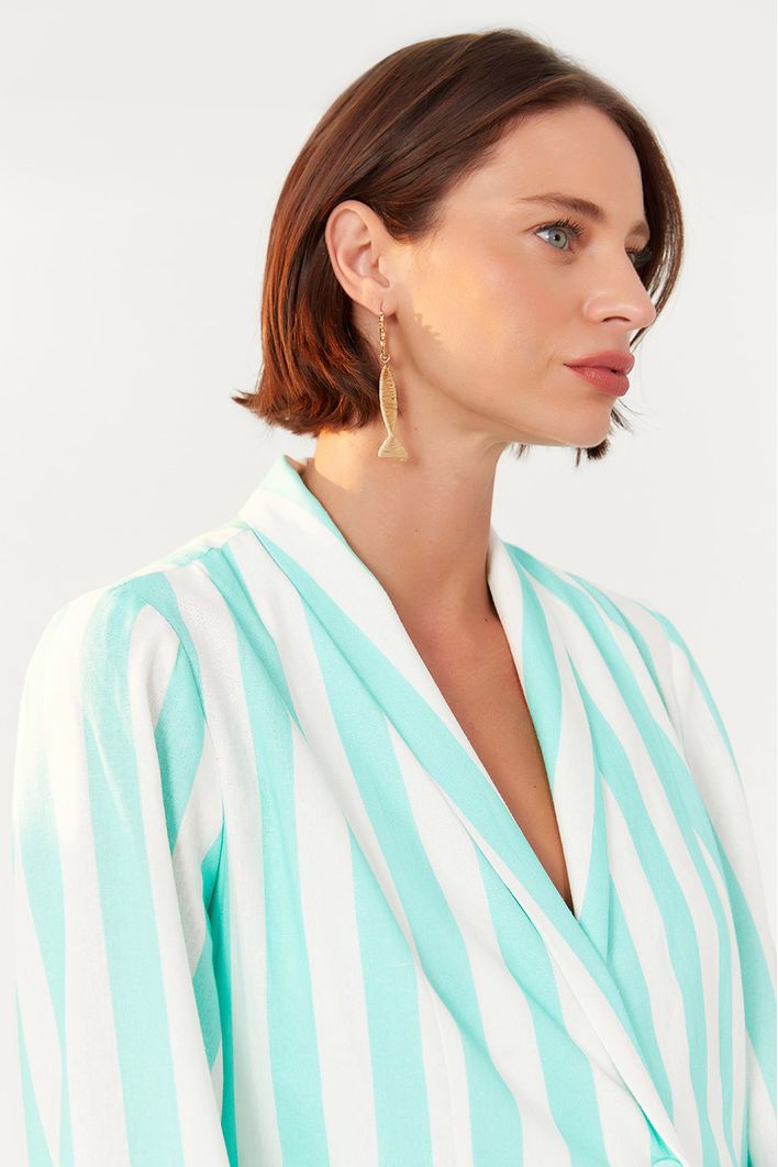 Blazer Linho Estampa Marítima Verde