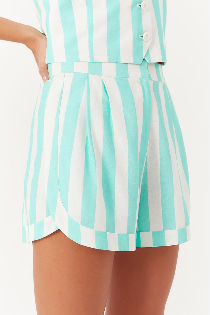 Short Linho Estampa Marítima Verde
