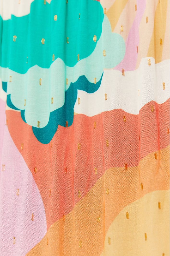 Vestido Longo Lurex Estampa Paradiso