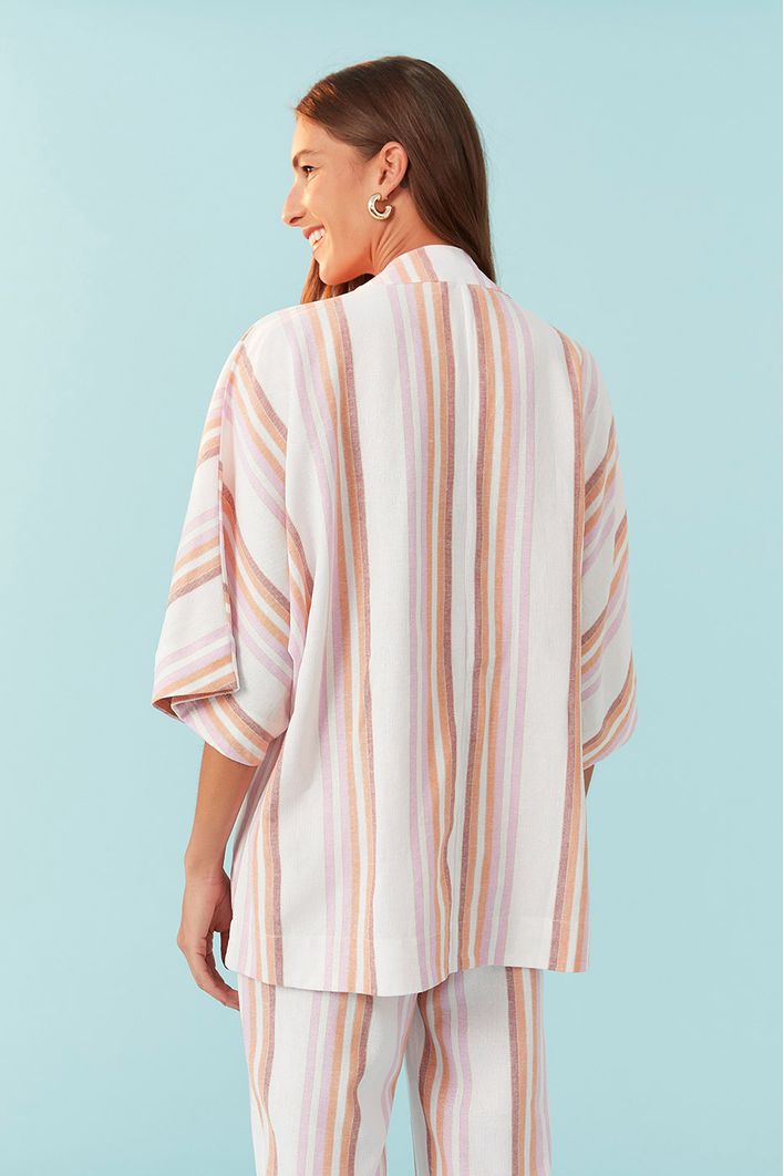 Kimono Listras Faixa Cintura