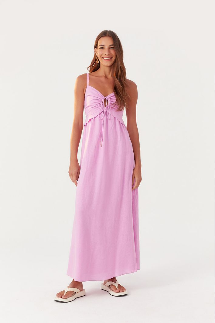 Vestido Longuete Babado Busto