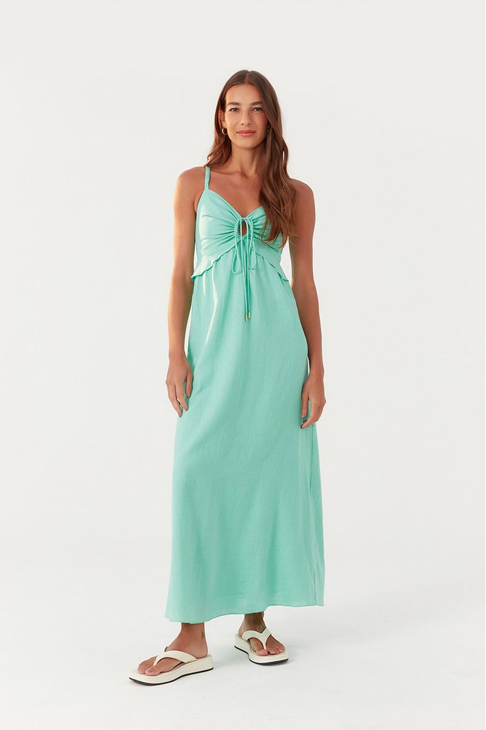 Vestido Longuete Babado Busto