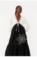 Vestido Linho Longuete P/b Bordado