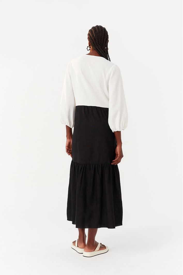 Vestido Linho Longuete P/b Bordado