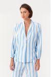 Blazer Linho Estampa Marítima Azul