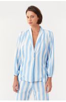 Blazer Linho Estampa Marítima Azul