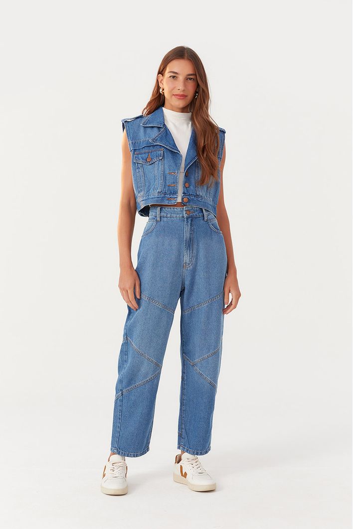 Calça Jeans Ballon Recortes