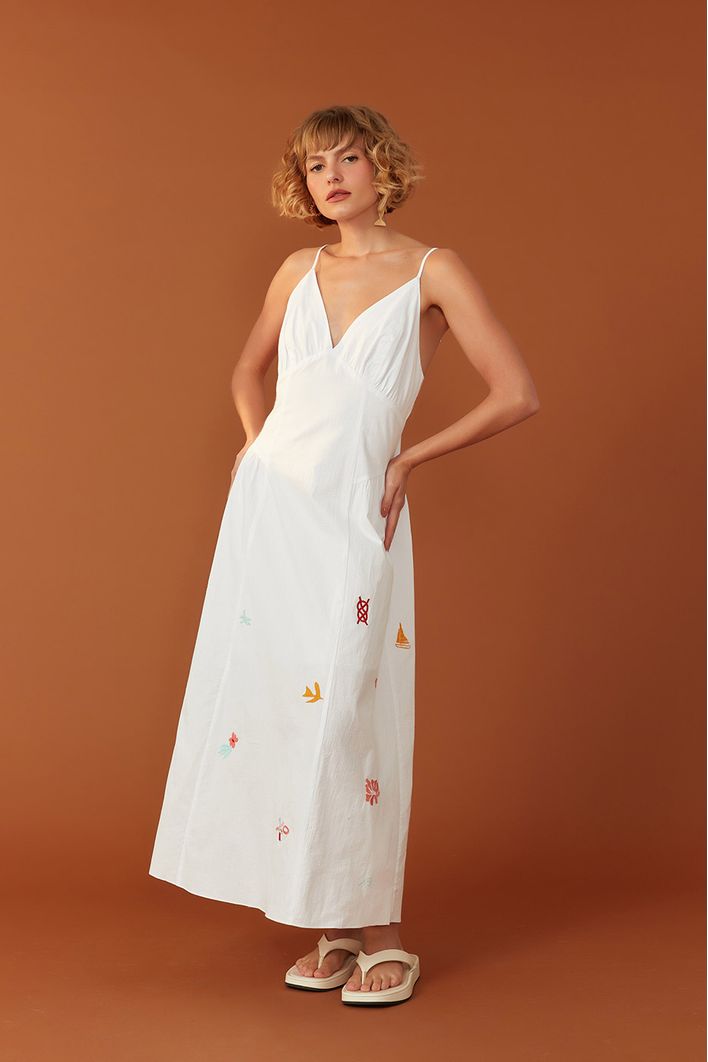 Vestido Cropped Bordado Mar Encantado