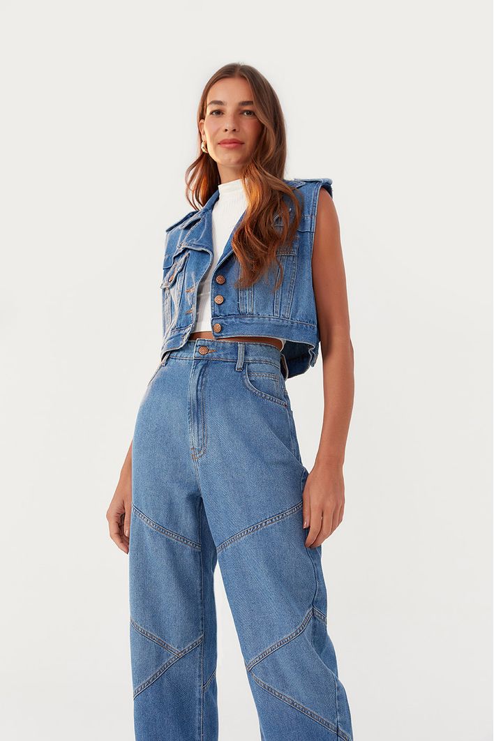 Calça Jeans Ballon Recortes
