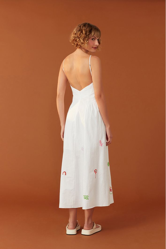 Vestido Cropped Bordado Mar Encantado