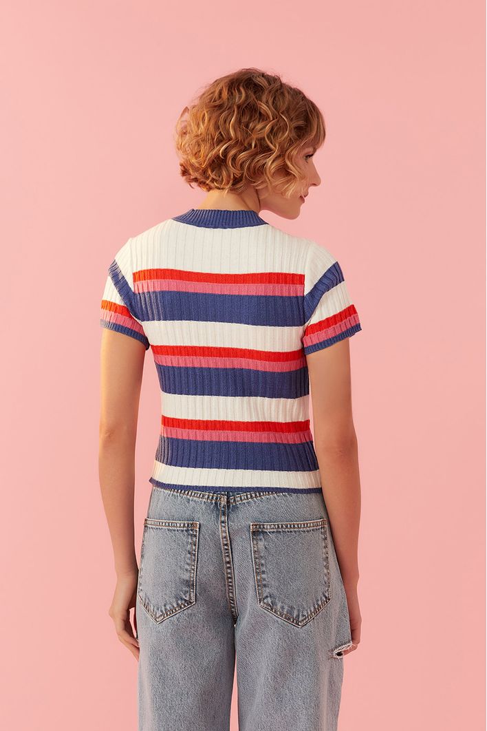 Blusa Tricot Canelada Listra Navy