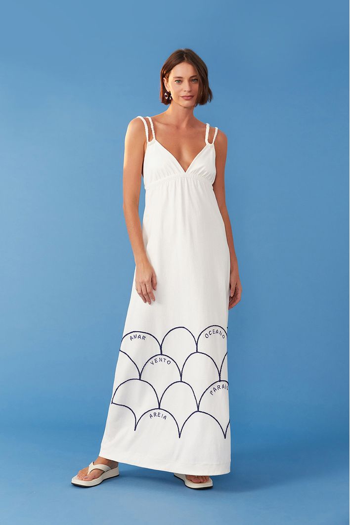 Vestido Bordado Ondas Na Barra