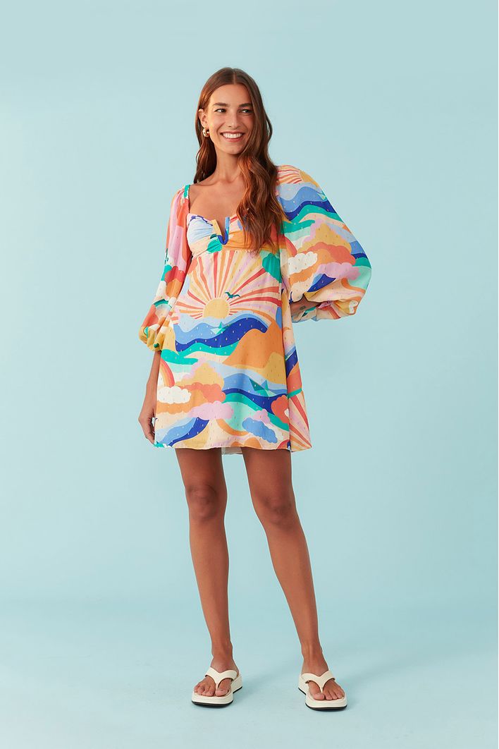 Vestido Lurex Estampa Paradiso