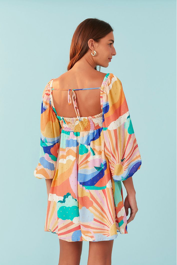 Vestido Lurex Estampa Paradiso