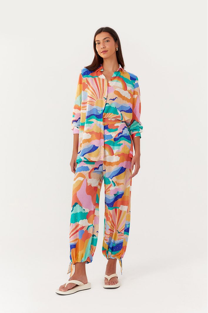 Camisa Lurex Estampa Paradiso