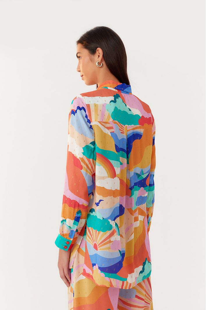 Camisa Lurex Estampa Paradiso