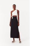 Vestido Longuete Um Ombro Só Bicolor