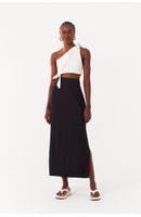 Vestido Longuete Um Ombro Só Bicolor