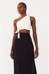 Vestido Longuete Um Ombro Só Bicolor