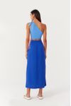 Vestido Longuete Um Ombro Só Bicolor