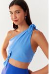 Vestido Longuete Um Ombro Só Bicolor