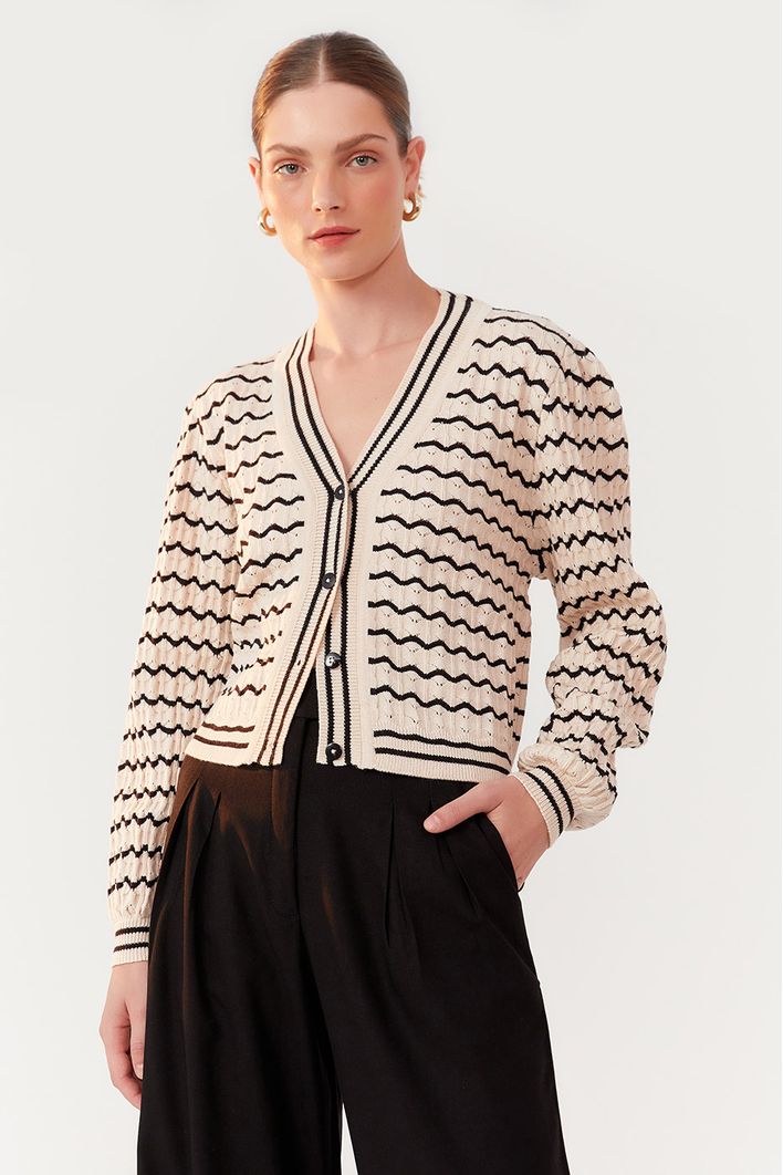 Casaco Tricot Listrado
