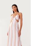 Vestido Longuete Listras Decote Lateral