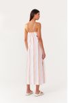 Vestido Longuete Listras Decote Lateral
