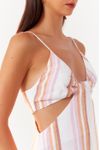Vestido Longuete Listras Decote Lateral
