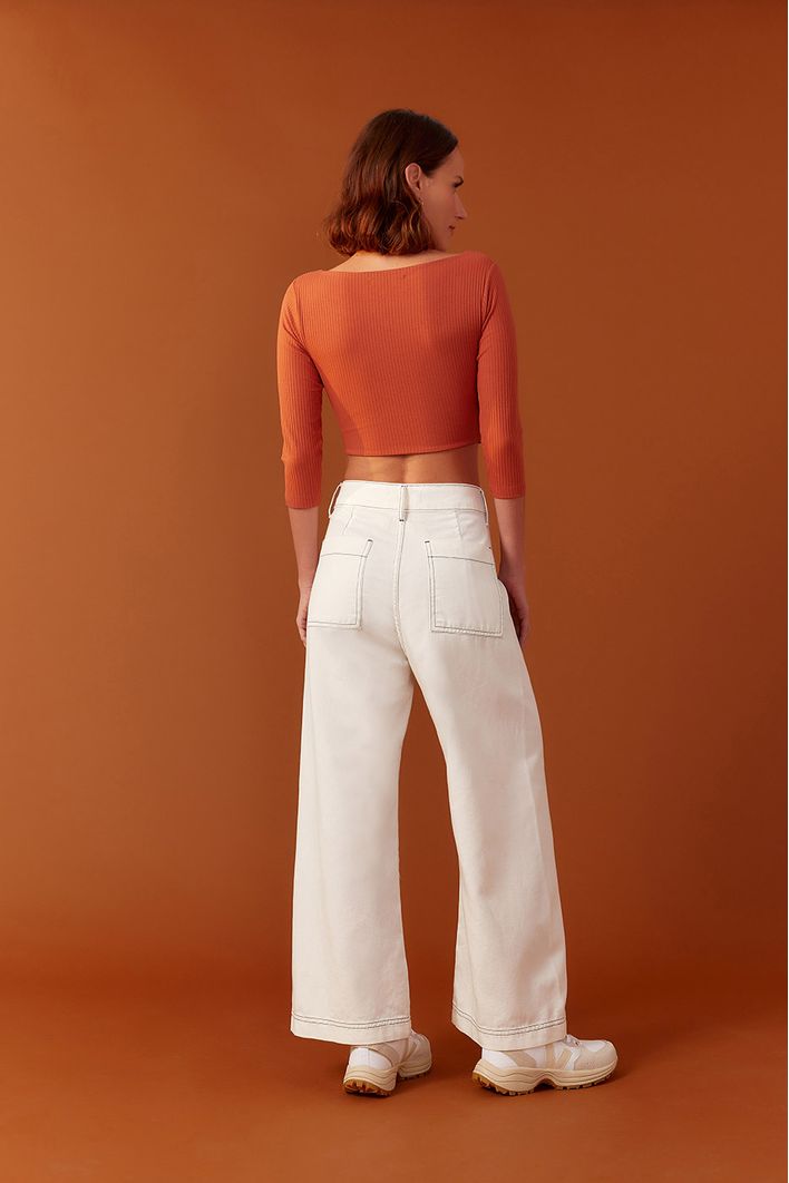 Calça Sarja Pesponto Color