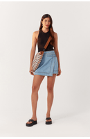 Saia Jeans Detalhe Transpassada