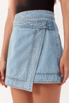 Saia Jeans Detalhe Transpassada